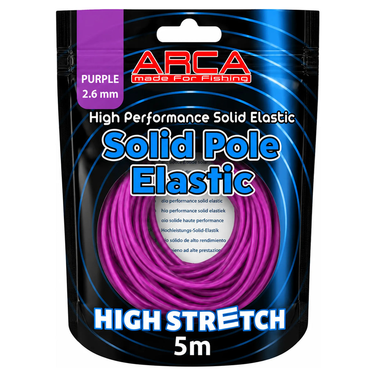 ARCA Solid Pole Elastic verpakking met paars elastiek, PURPLE 2.6 mm en 5m