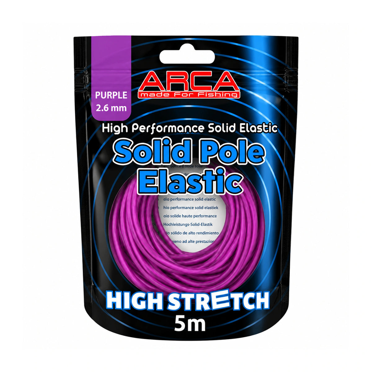 ARCA Solid Pole Elastic verpakking met paars elastiek, PURPLE 2.6 mm en 5m