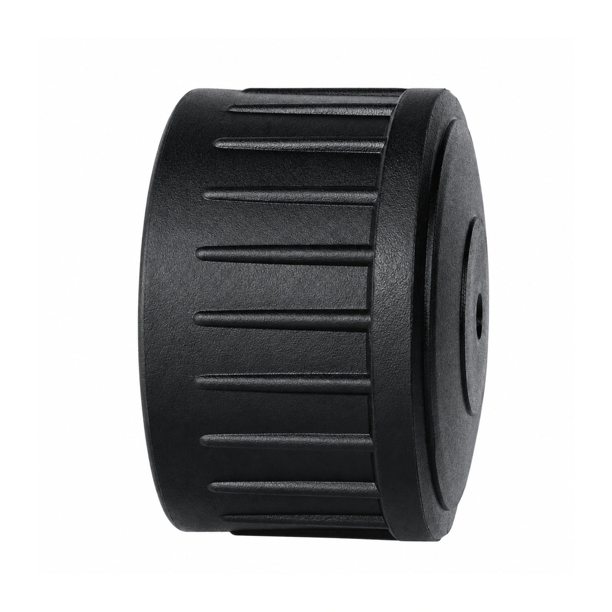 Zwarte Standard Pole Cap met gripribbels en klein gaatje in de ronde voorkant