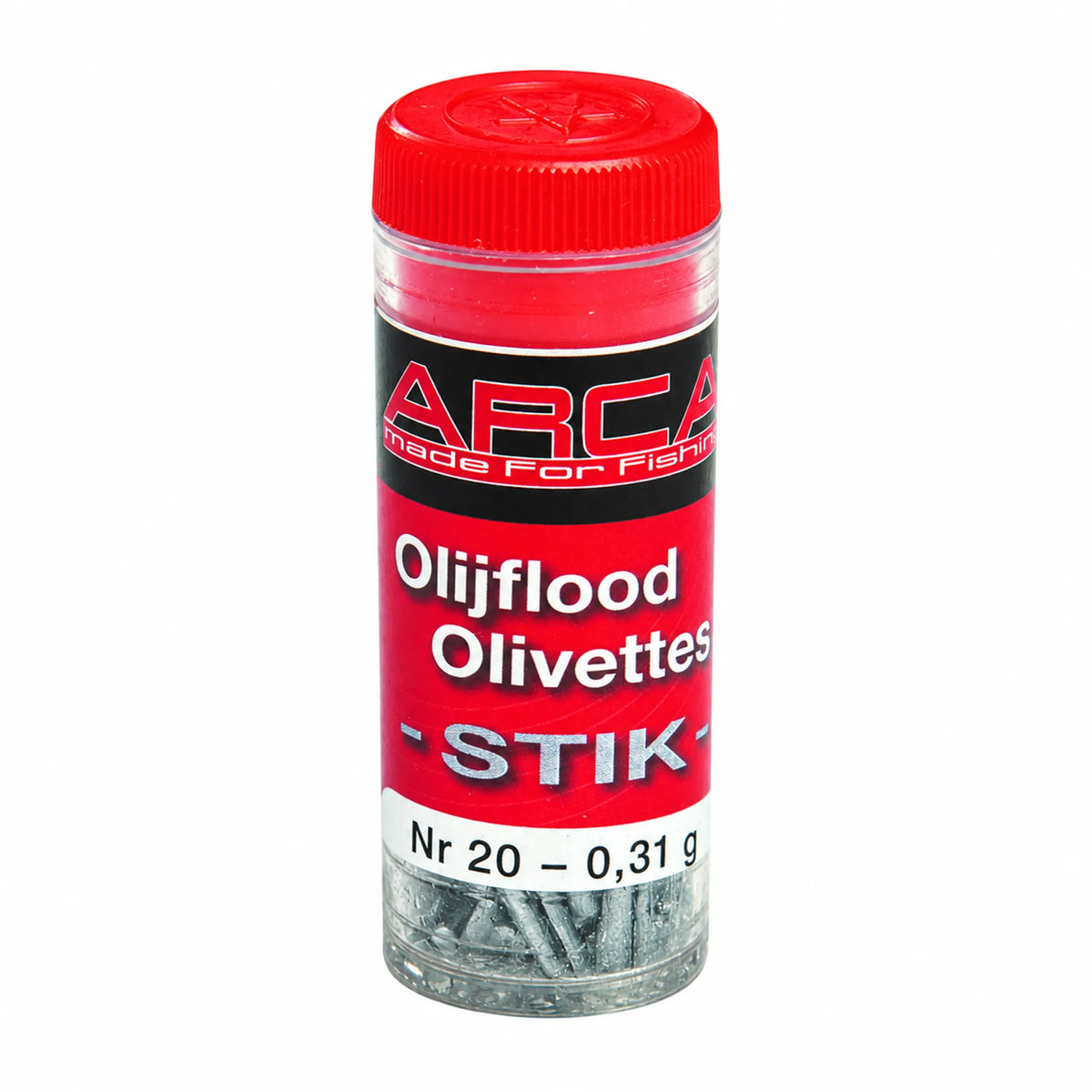 Arca Tube Olijflood Stik – tube Nr 20 met langwerpige loodjes van 0,31 g