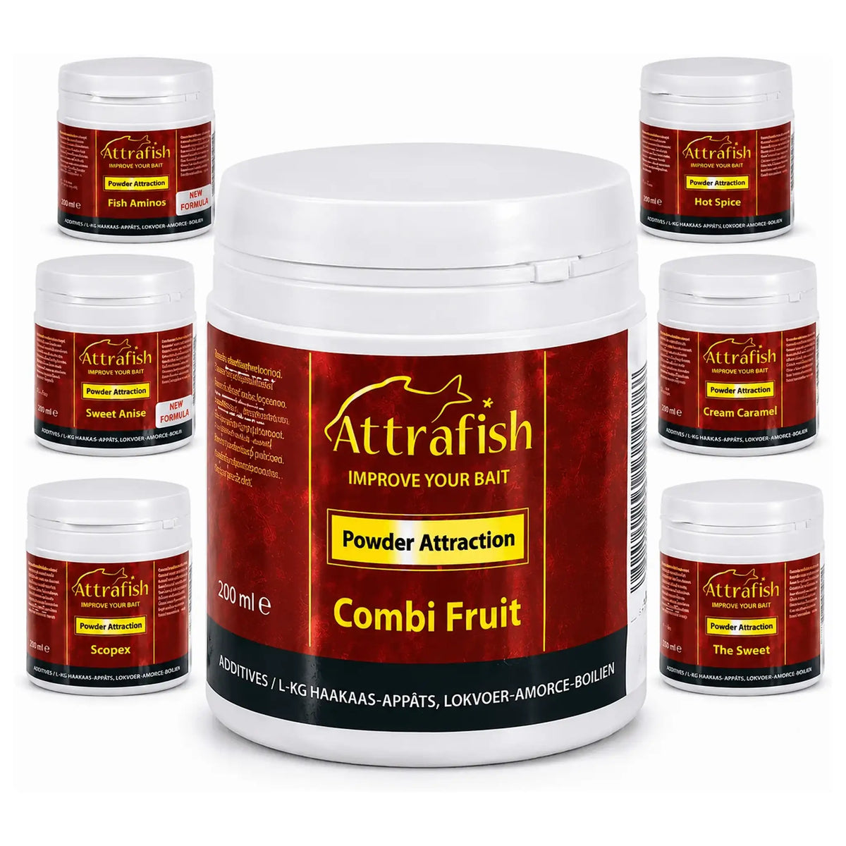 Attrafish Powder Attraction assortiment met Combi Fruit centraal