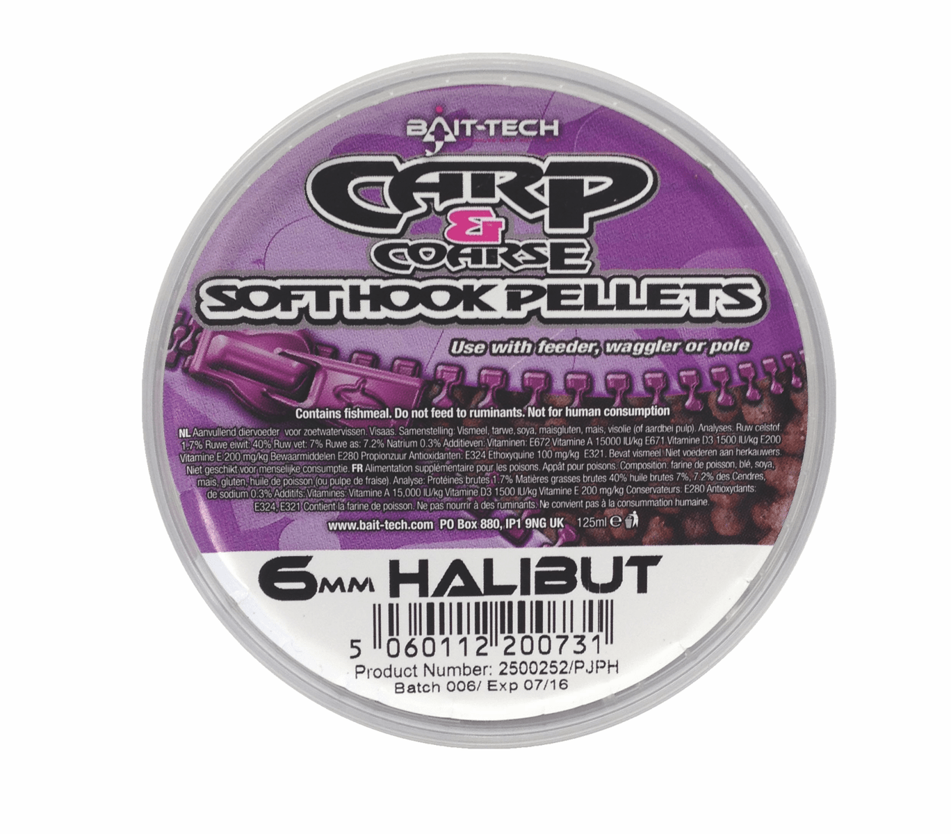 bait-tech carp & coarse soft hook pellets halibut