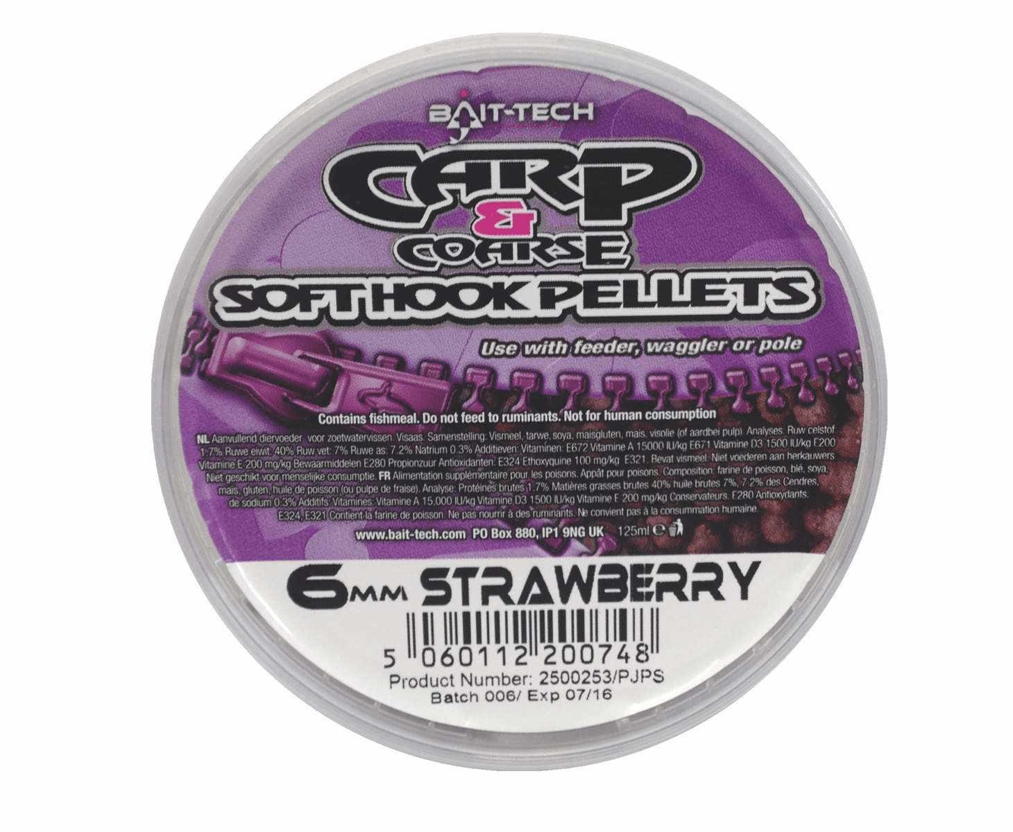bait-tech carp & coarse soft hook pellets strawberry