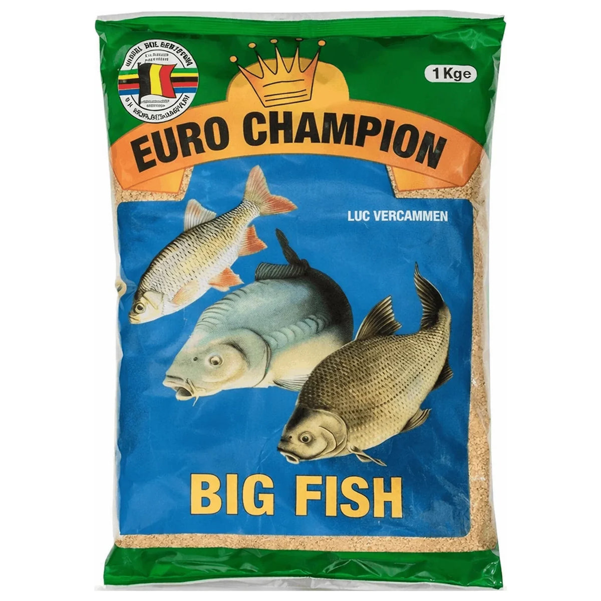 Big Fish 1kg grondvoer – oorspronkelijke groene Euro Champion verpakking met drie vissen