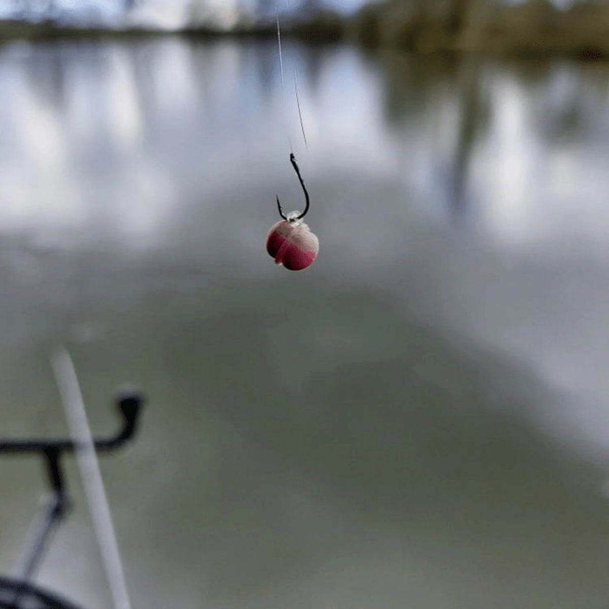 Captura Baits Bait Band met pellet aan montage boven water