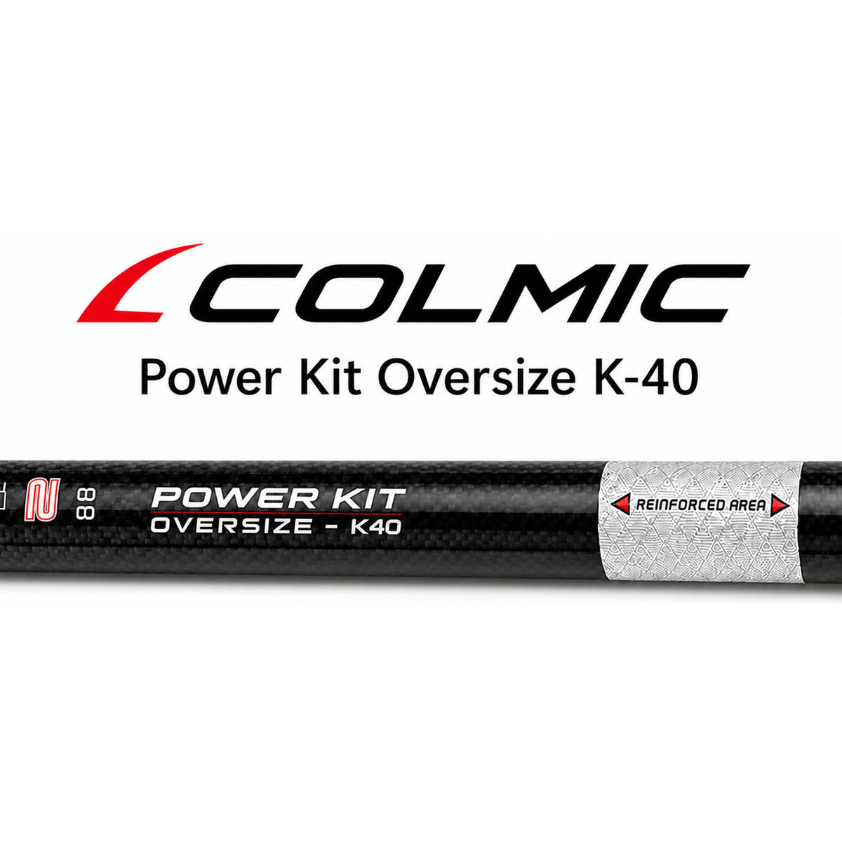 Colmic Power Kit Oversize K-40 met horizontale carbonclose-up en versterkte zone