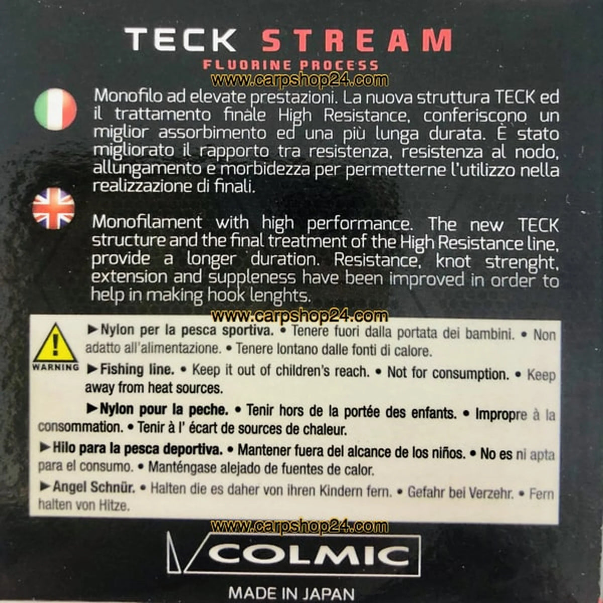 Colmic Teck Stream 50 m – productinformatie en waarschuwingen