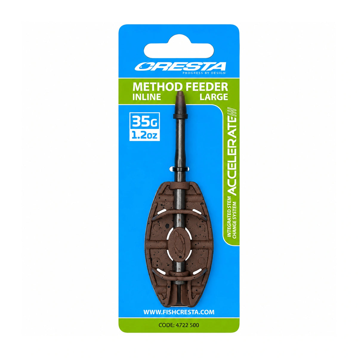 Cresta inline methodfeeder op blauwe groene verpakking met opdruk LARGE 35G 1.2oz