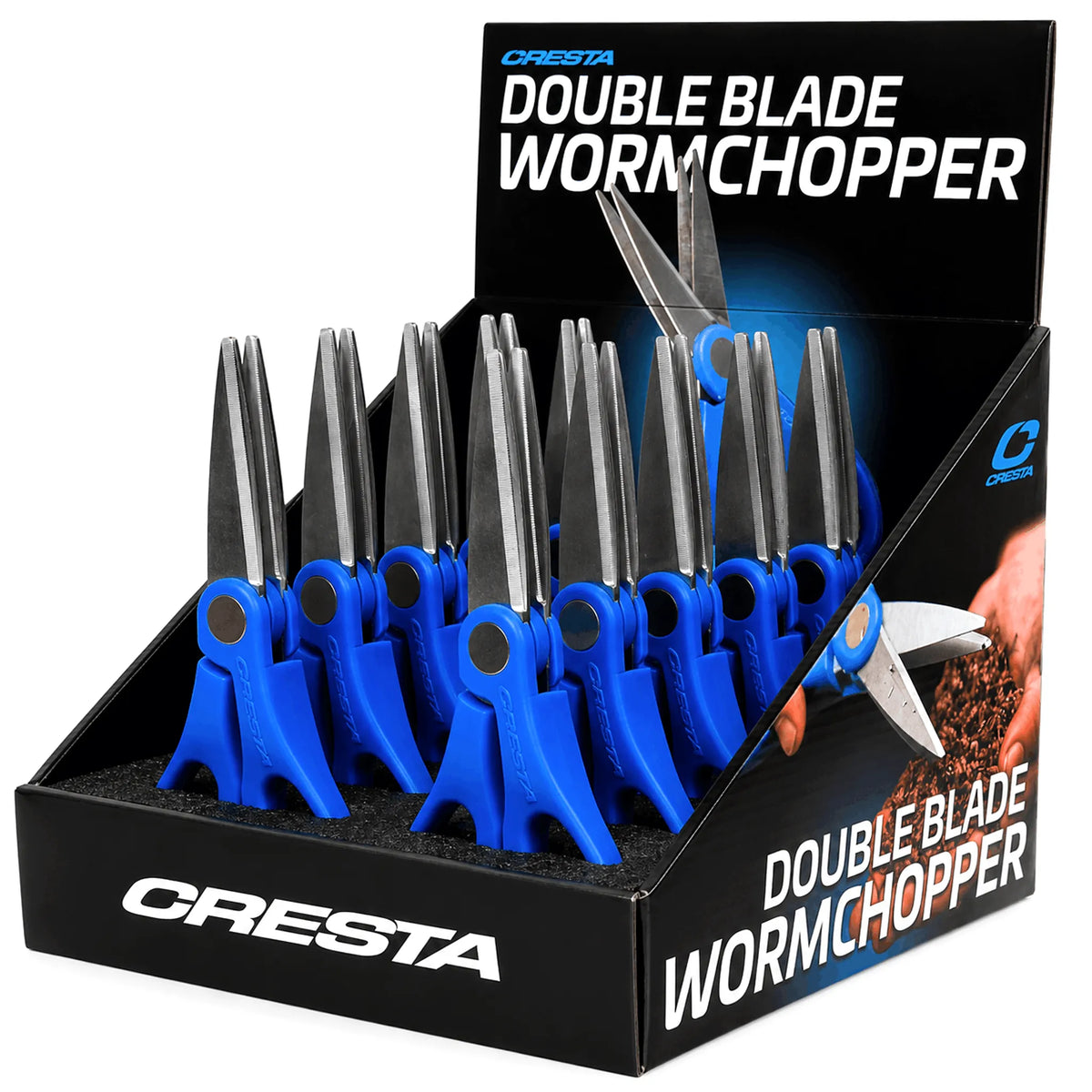 Cresta Double Blade Wormchopper in de originele toonbankdisplay