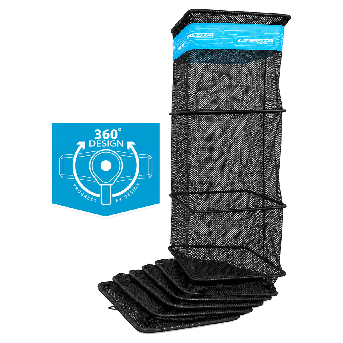 Cresta Easy Dry Keepnet 360° Block 3m – zwart leefnet met blauwe Cresta-band en 360° Design-kader