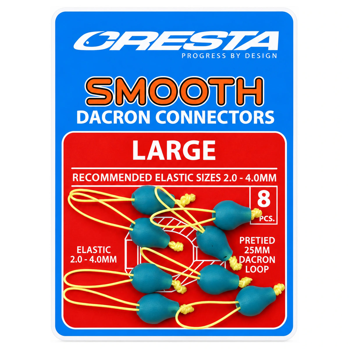 Cresta Smooth Dacron Connectors Large – voor elastiek 2,0 tot 4,0 mm
