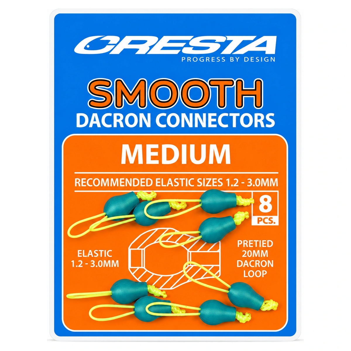 Cresta Smooth Dacron Connectors Medium – voor elastiek 1,2 tot 3,0 mm
