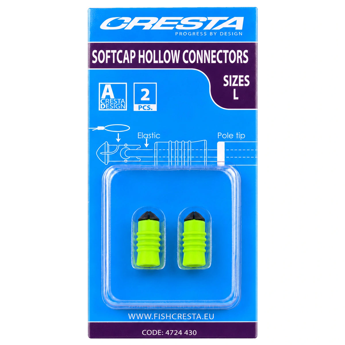 Cresta Softcap Hollow Connectors Large in groen, 2 stuks