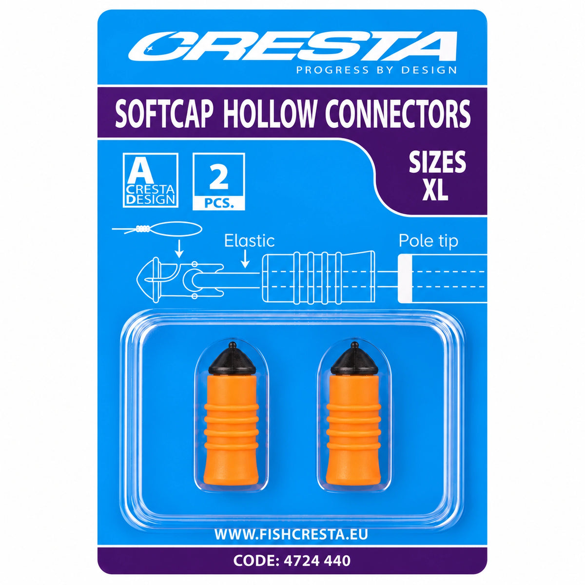 Cresta Softcap Hollow Connectors XL in oranje, 2 stuks