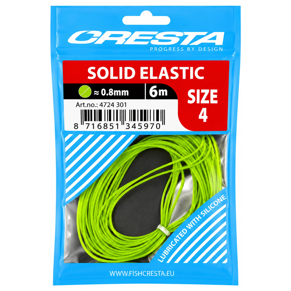 Cresta Solid Elastic 6 m – groen vol vastehengel-elastiek van 0,8 mm