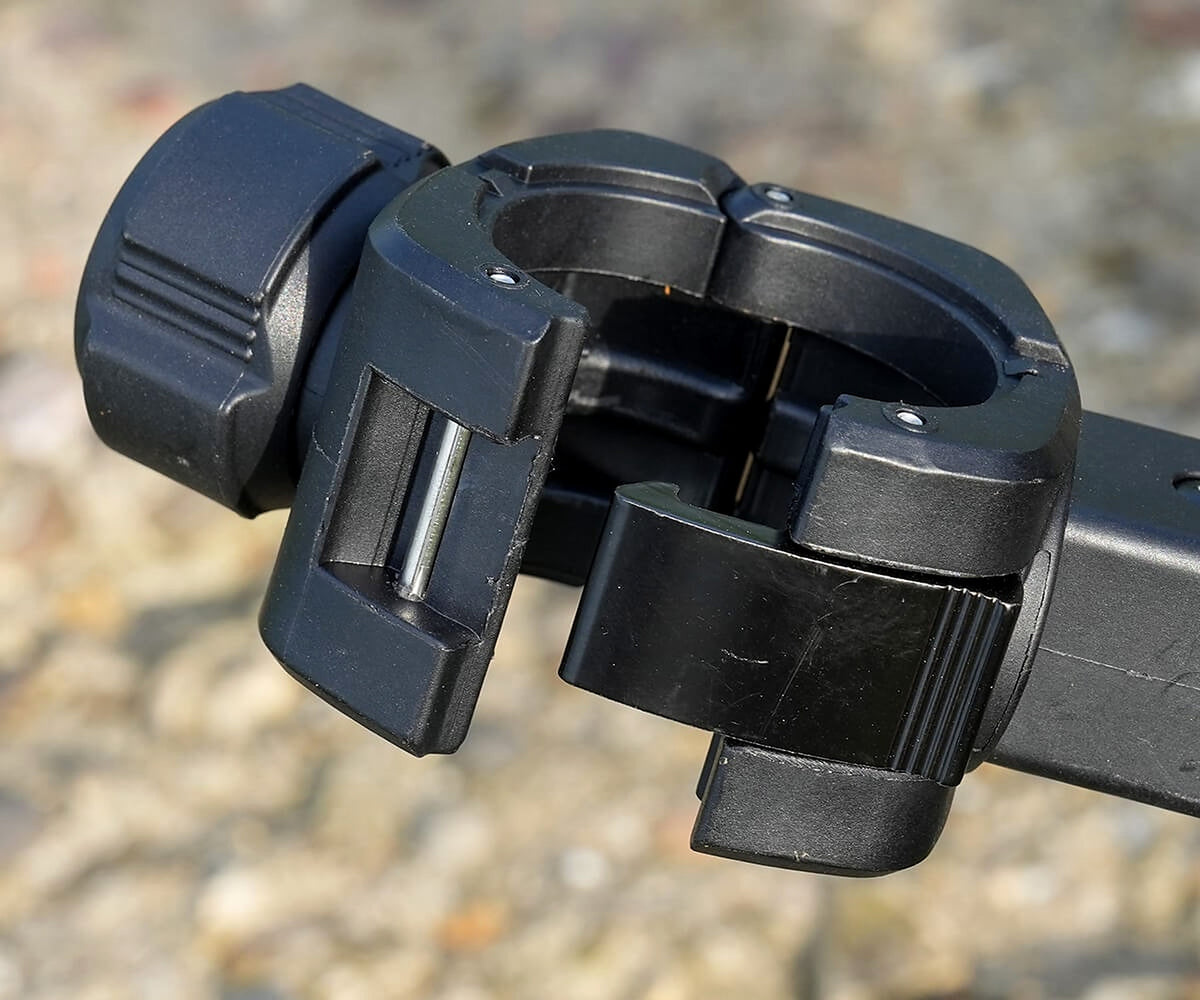 Cresta Solith 90 DG Arm – detail van de open snelsluiting, borgpen en draaiknop