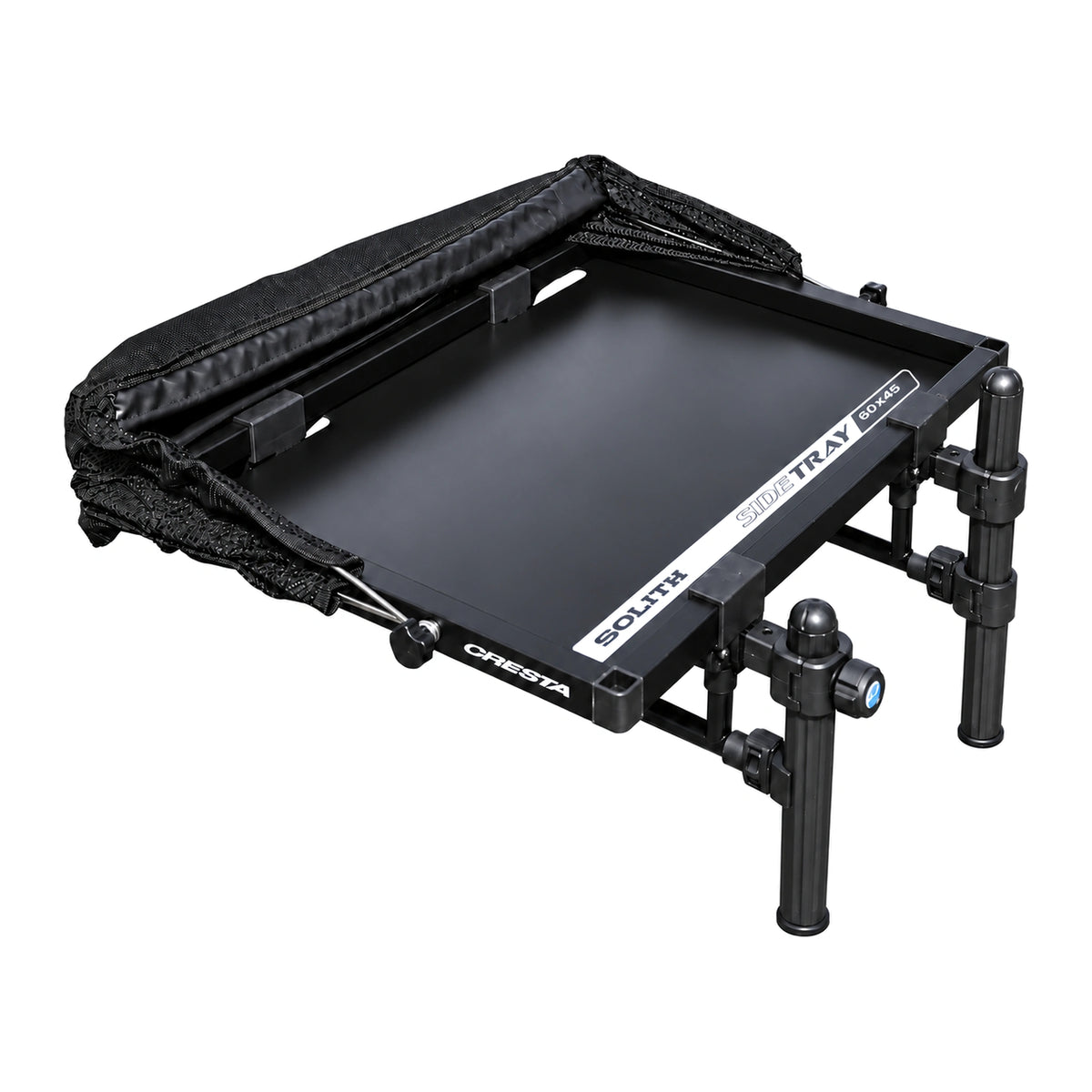 Zwarte Cresta Solith Hooded Side Tray met teruggevouwen kap, mesh en twee bevestigingssteunen