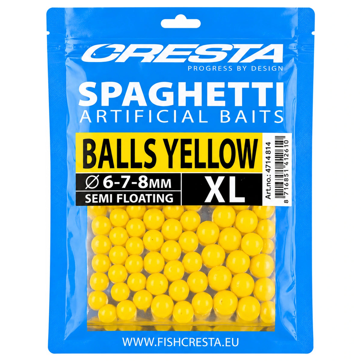 Cresta Spaghetti Balls XL – geel, 6–7–8 mm
