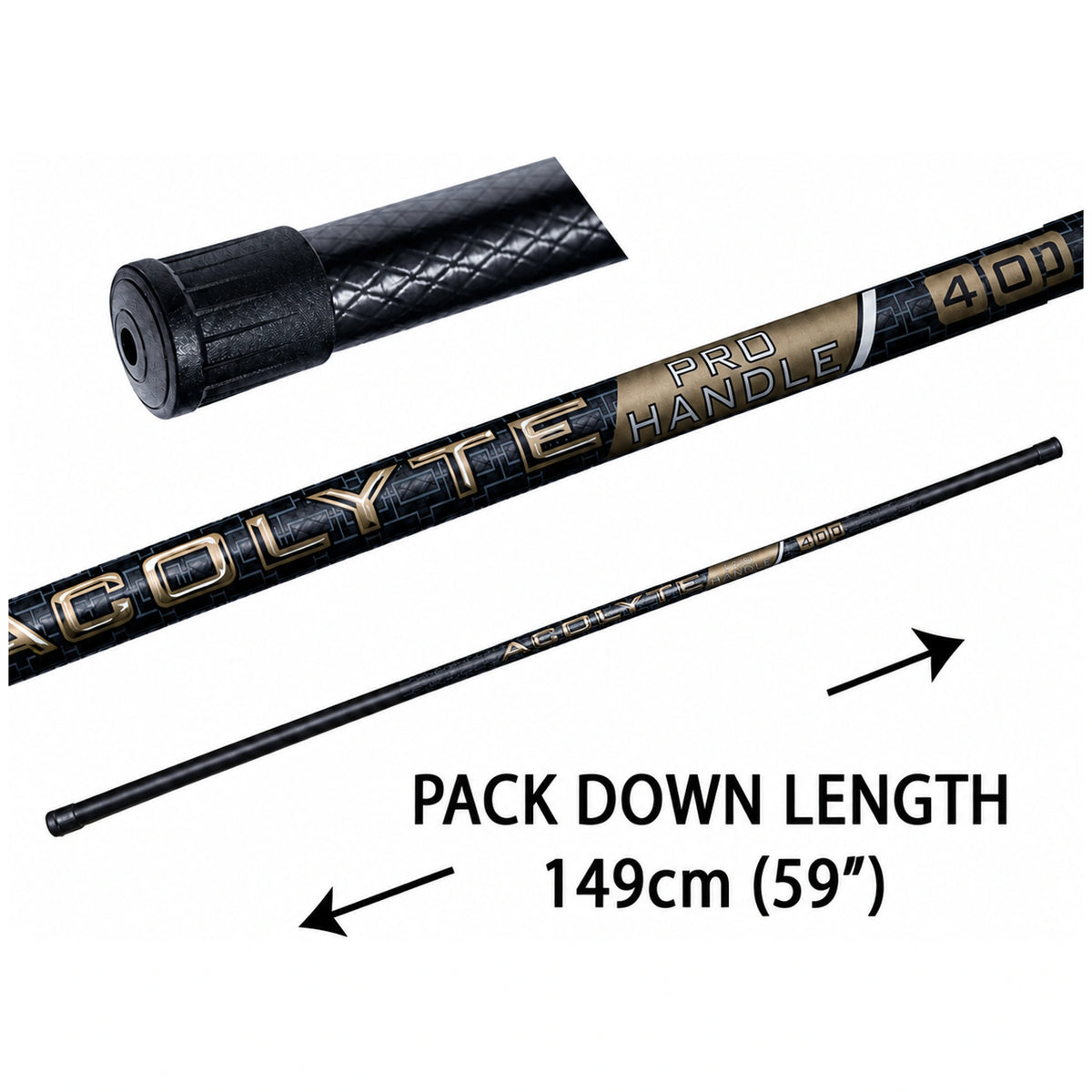 Drennan Acolyte Pro Net Handle 4 m – 2-in-1 high-modulus carbon schepnetsteel met 149 cm transportlengte