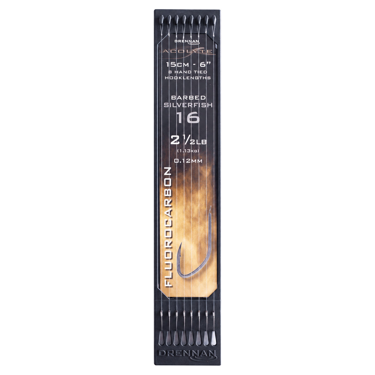 Drennan Acolyte Silverfish Barbed 15 cm onderlijnen – Hook Plate haak 16, 0,12 mm en 2½ lb