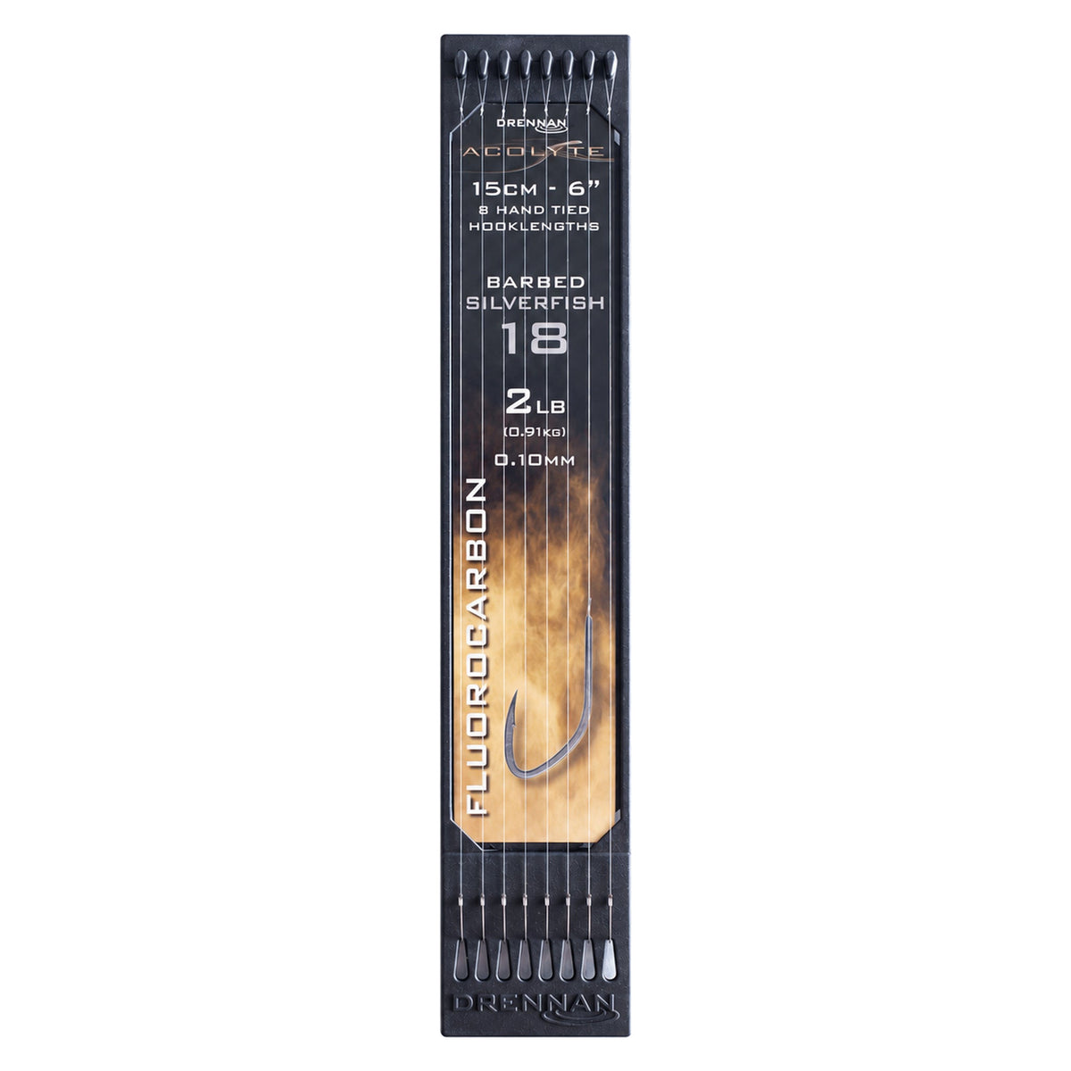 Drennan Acolyte Silverfish Barbed 15 cm onderlijnen – Hook Plate haak 18, 0,10 mm en 2 lb