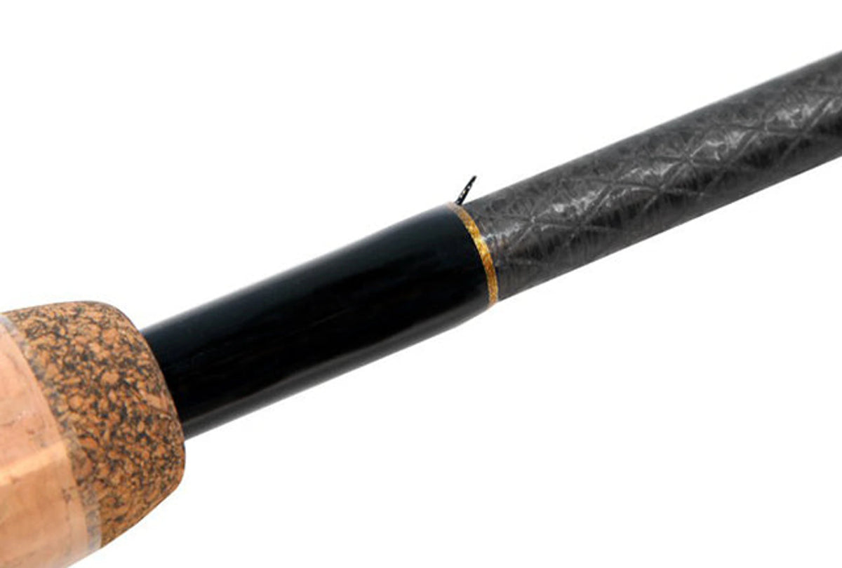 Drennan Acolyte Ultra Float – overgang van de kurken handgreep naar de carbon blank