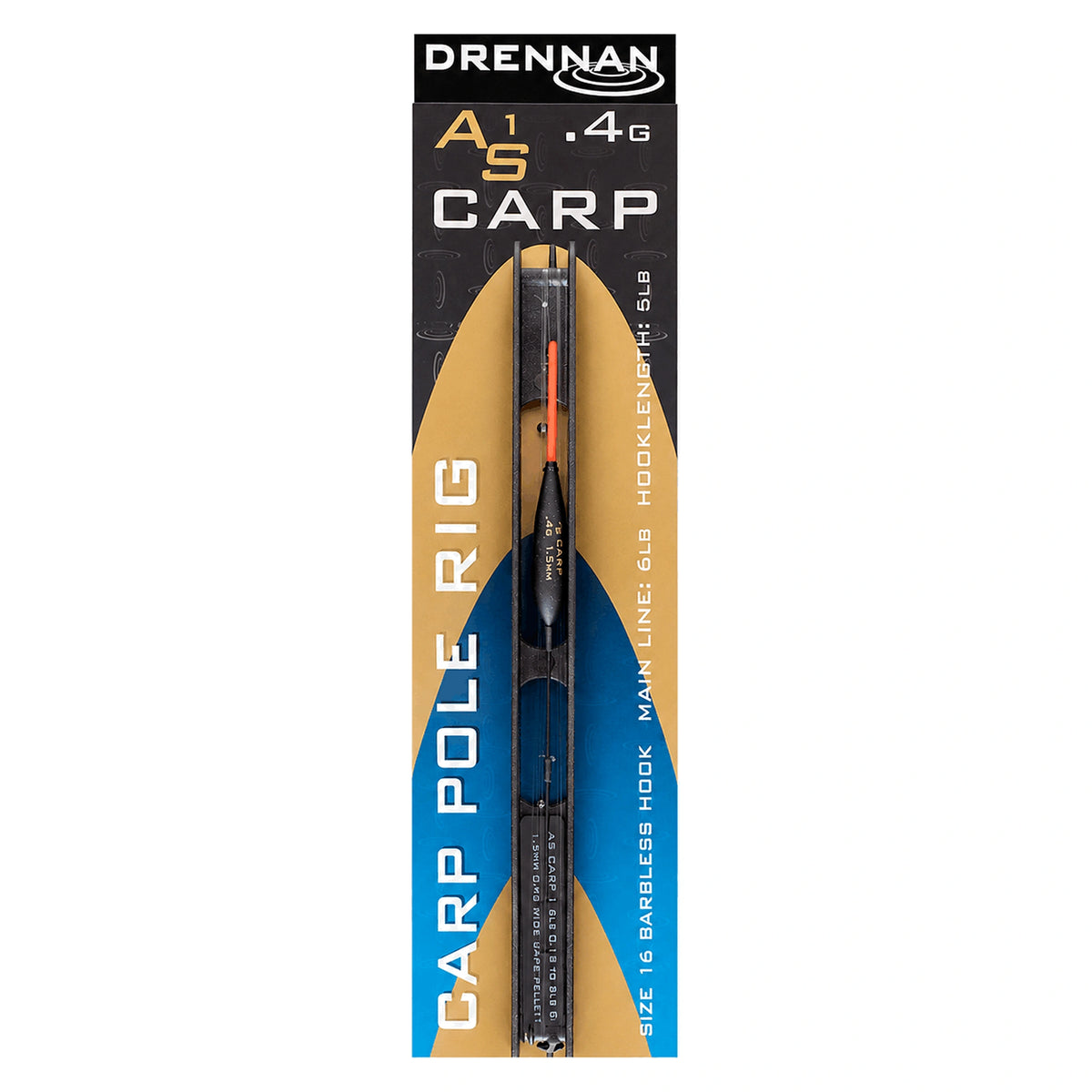 Drennan AS1 Carp Pole Rig FRAA02 – complete verpakking van het 0,40g-tuig met bijpassende .4G-dobber en tuigenplankje