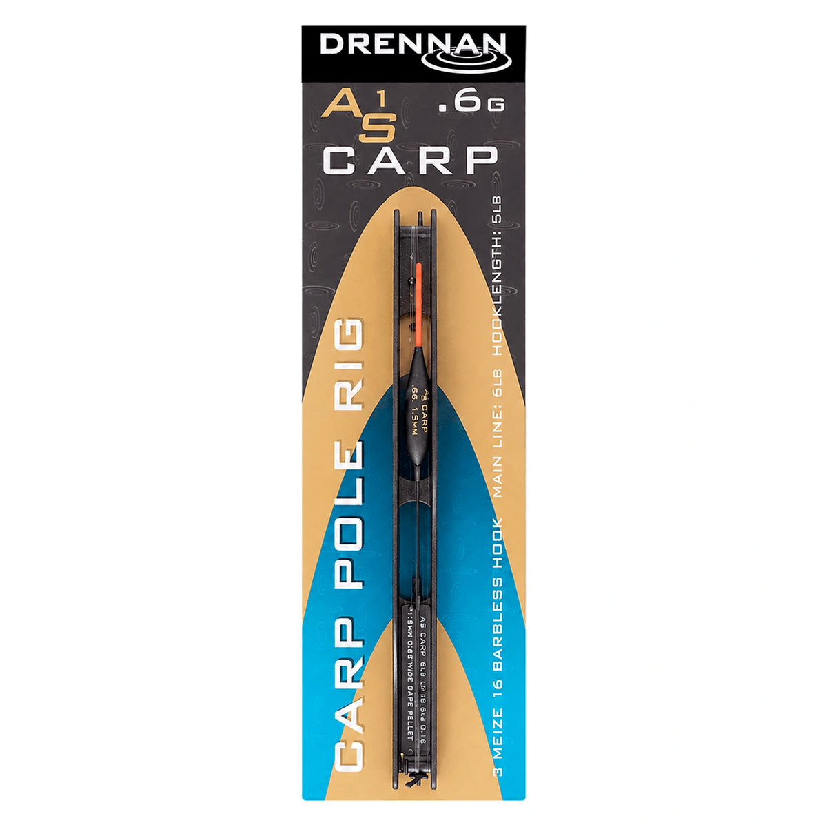 Drennan AS1 Carp Pole Rig FRAA03 – complete verpakking van het 0,60g-tuig met bijpassende .6G-dobber en tuigenplankje