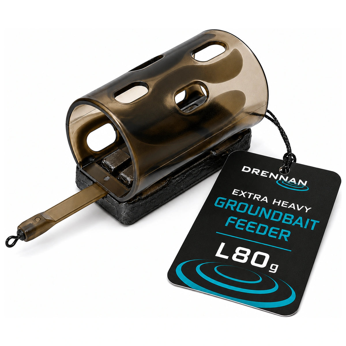 Drennan Extra Heavy Groundbait Feeder met gewichtsbodem en zwart label L80g