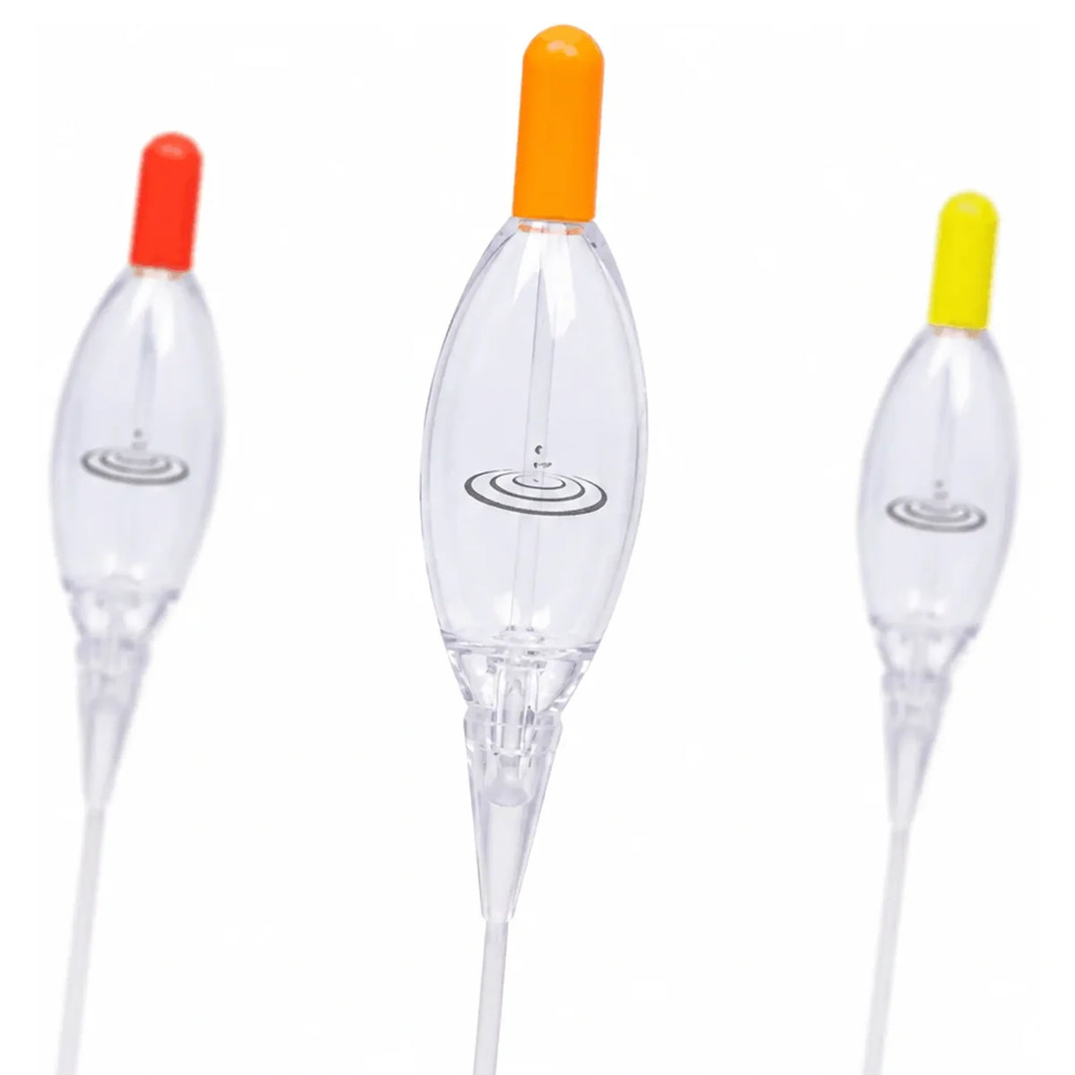 Drennan In-line Shallow Crystal Floats met rode, oranje en gele antennes