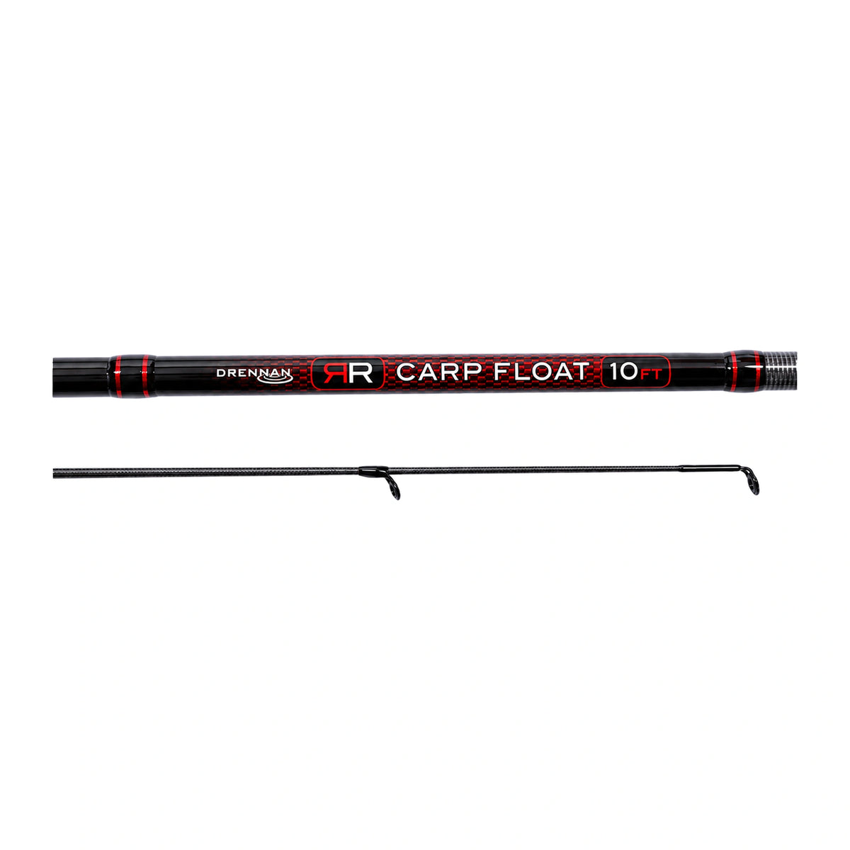 Drennan Red Range Carp Float 10ft – modelopdruk op de blank met topdeel en geleideogen