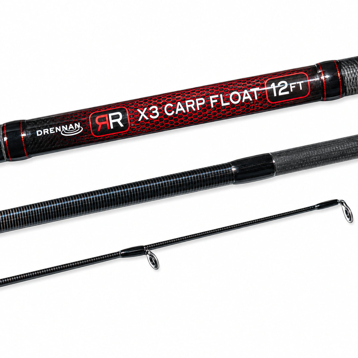 Drennan Red Range X3 Carp Float 12ft RMRB03 – detail van driedelige wagglerhengel en modelopdruk