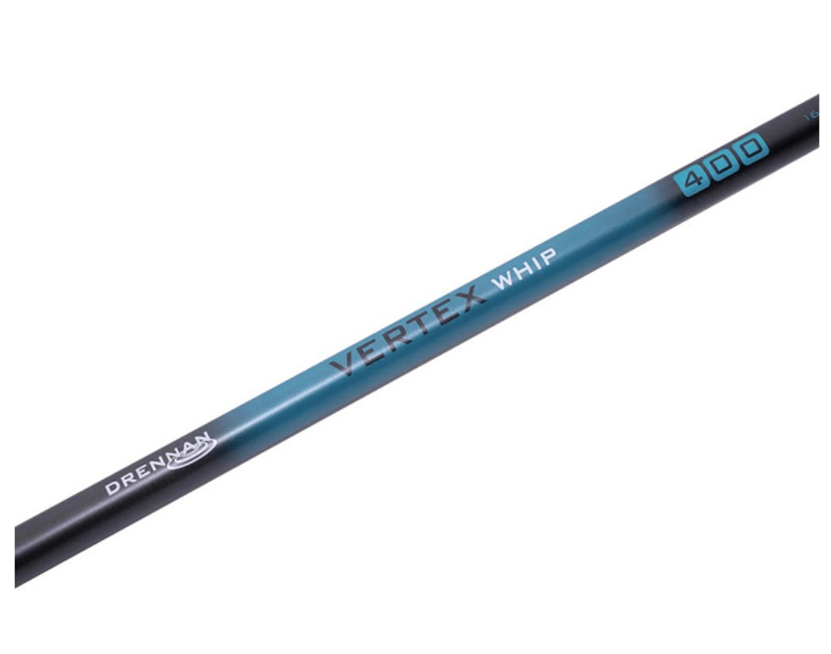 Blauwe Drennan Vertex Whip met de originele 400-modelopdruk en Drennan-logo