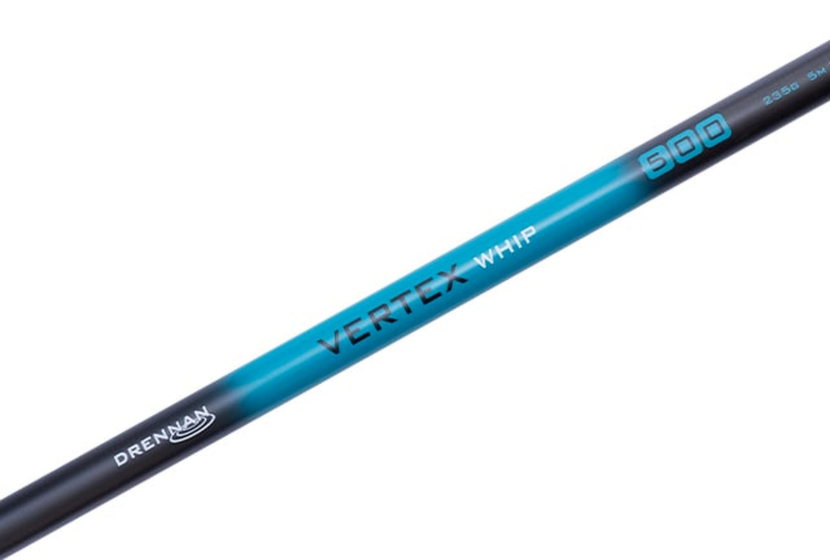 Drennan Vertex Whip 500 – turquoise hengelblank met Drennan-logo, modelnaam en 5M-opdruk