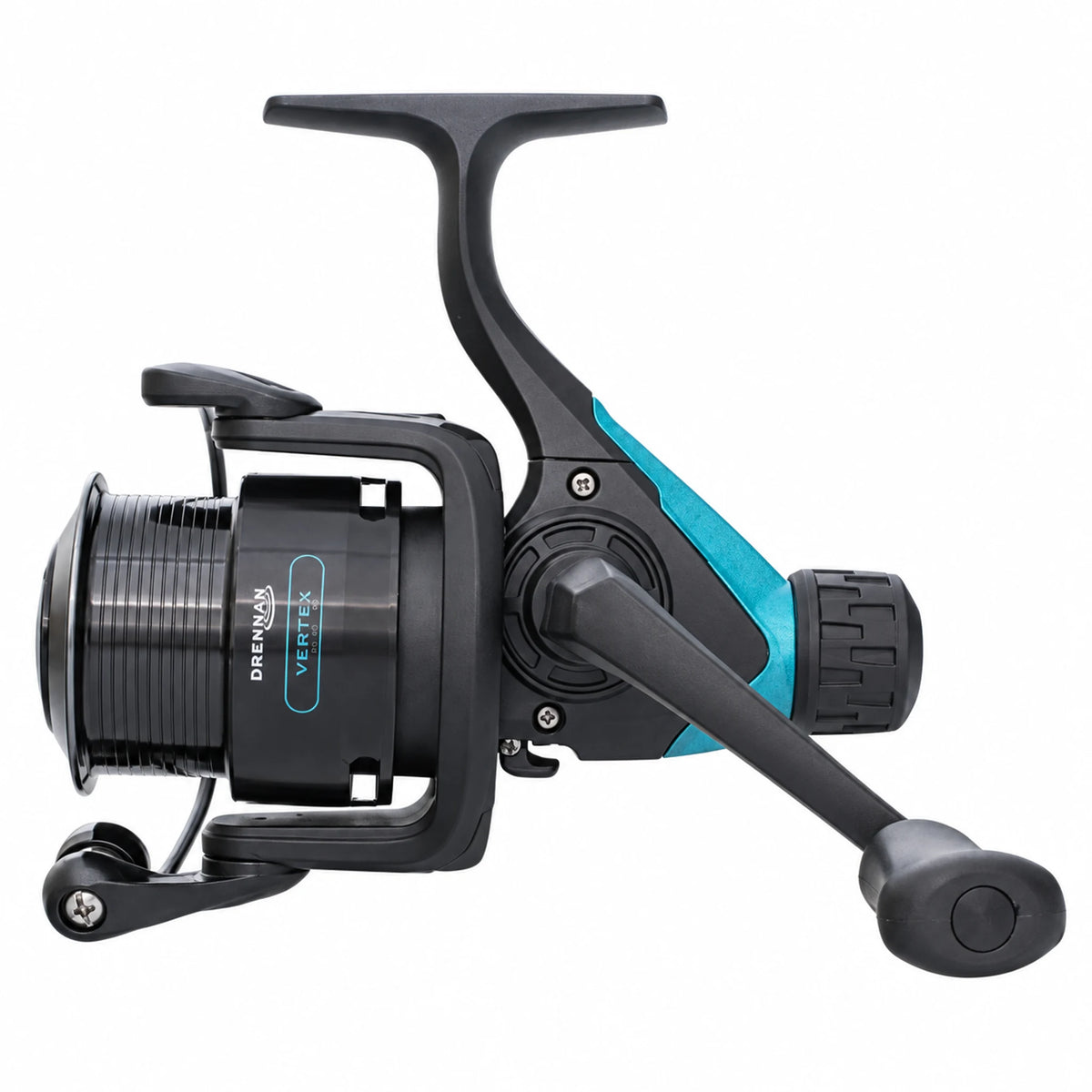 Drennan Vertex Reel RD 4000 feedermolen – volledig zijaanzicht met achterrem en slinger