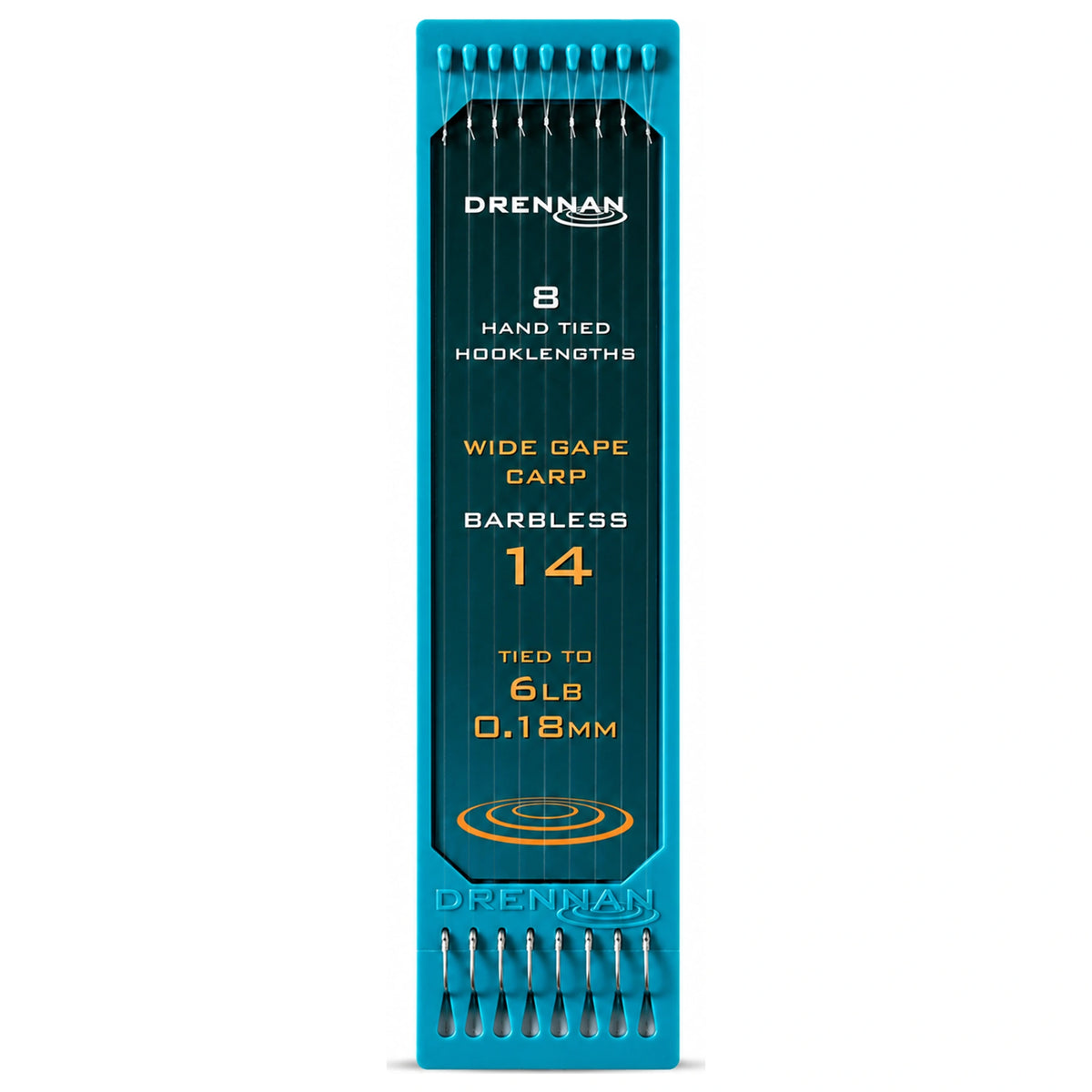 Drennan Wide Gape Carp Barbless Hooklengths – variant haakmaat 14 op 0,18 mm lijn