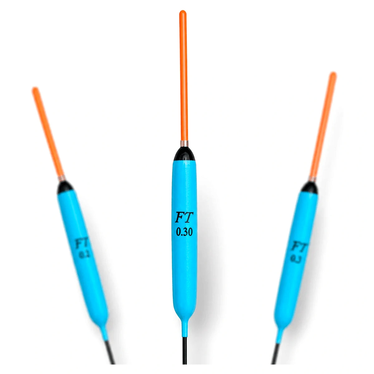 Fishing Things FT10 0.30 – drie blauwe dobbers met centraal de 0.30-uitvoering