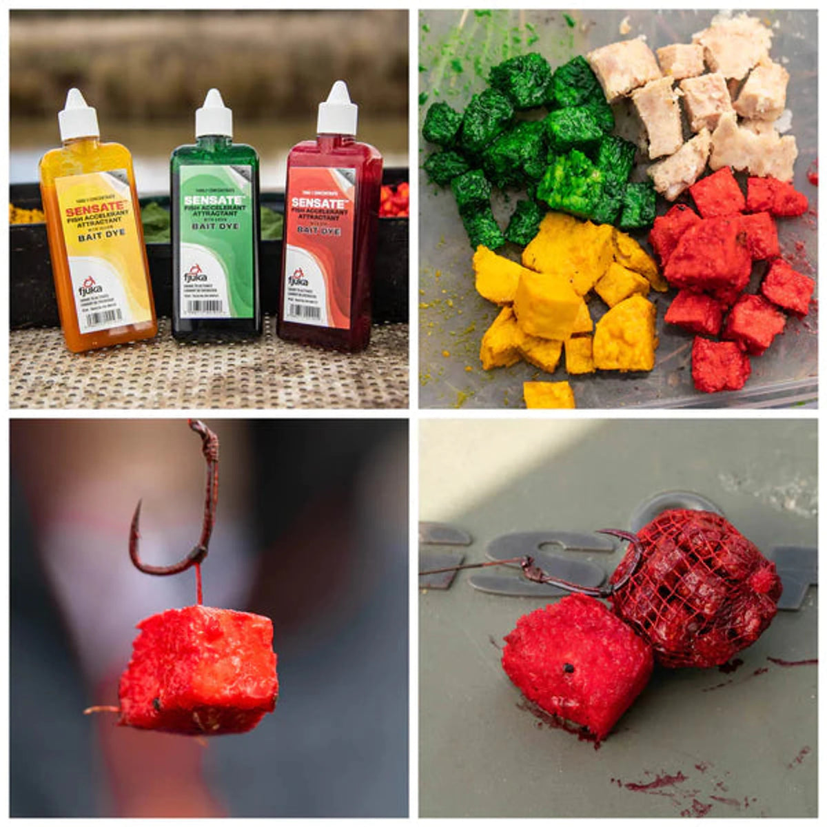 Fjuka Sensate Bait Dye – toepassingen op pellets en haakaas