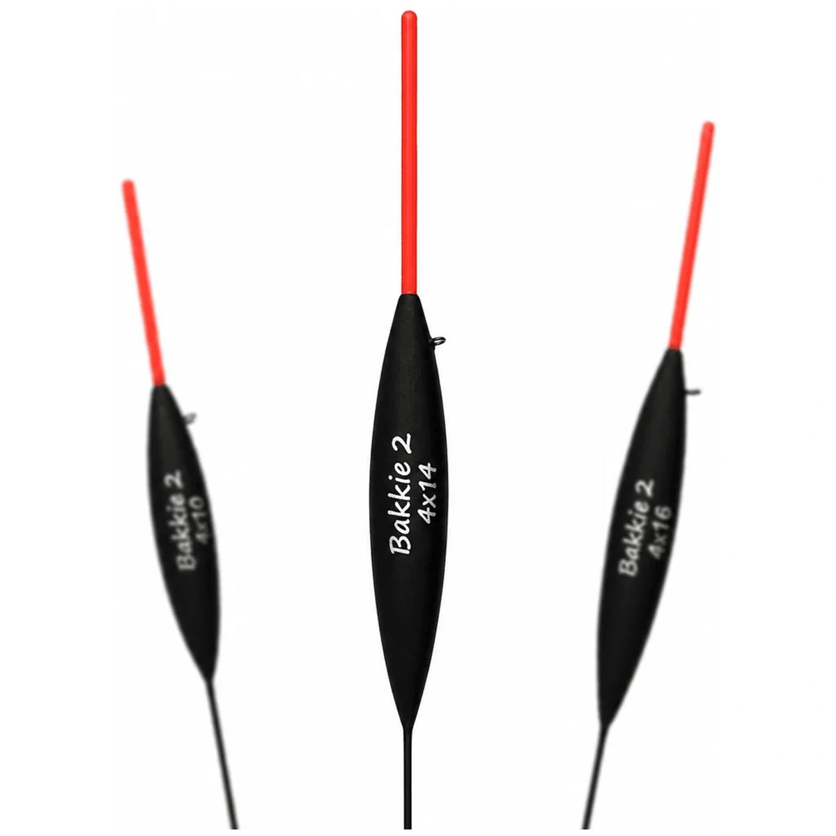 Frenkies Dobbers Bakkie 2 – zwarte dobbers met rode holle antenne in maten 4x12, 4x14 en 4x16