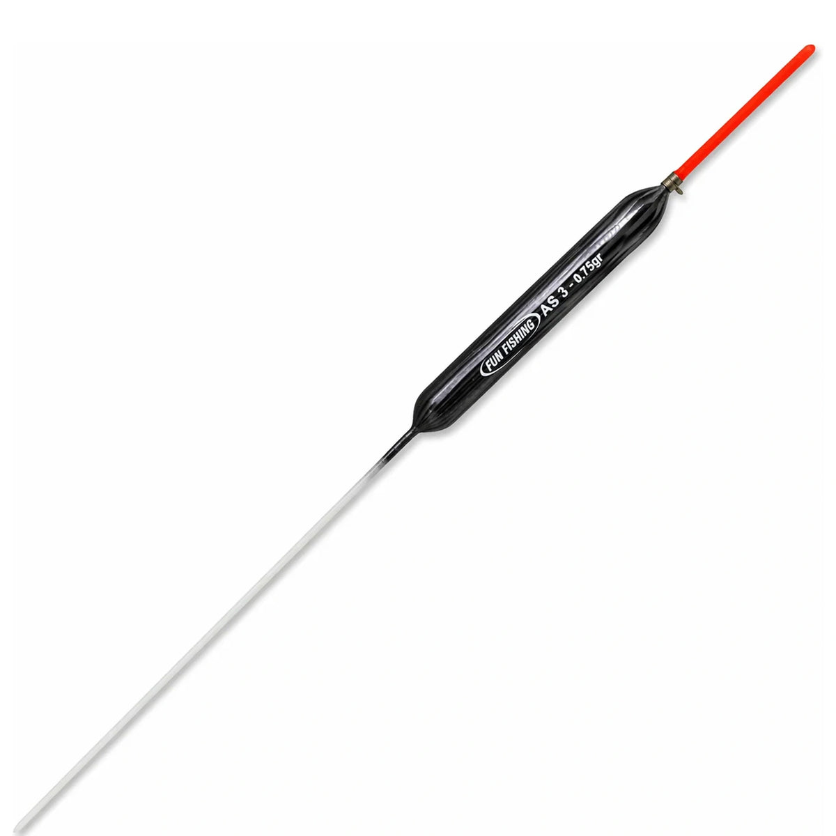 Fun Fishing AS 3 – detail van de dobber met rode antenne en doorzichtige ondersteel