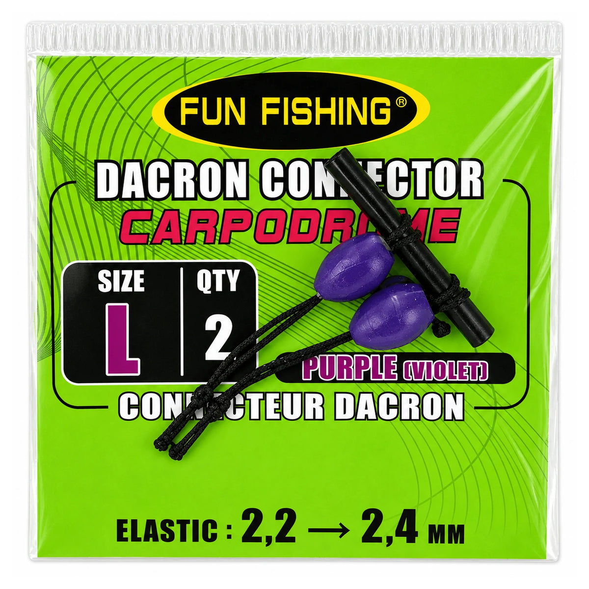 Fun Fishing Dacron Connectors Large paars verpakking met 2 stuks