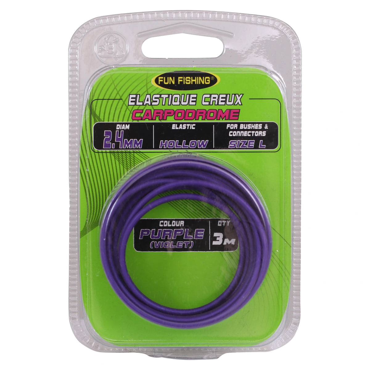 Fun Fishing Hollow Elastic 3m – 2,4 mm paars in originele verpakking