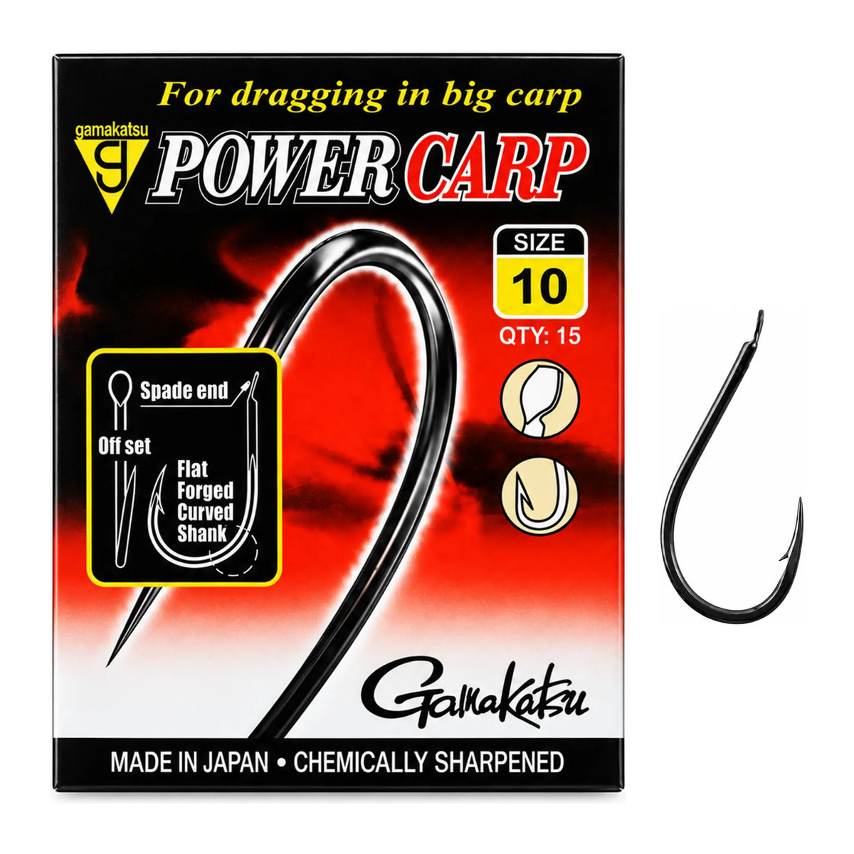 Gamakatsu Power Carp Spade End Barbed haak maat 10