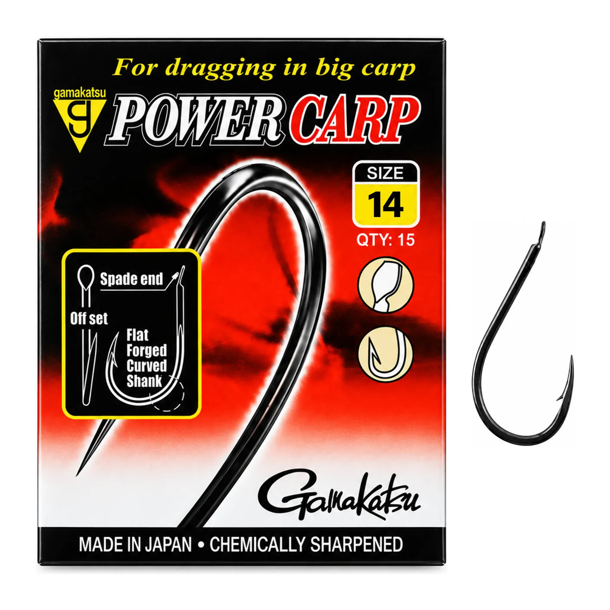 Gamakatsu Power Carp Spade End Barbed haak maat 14