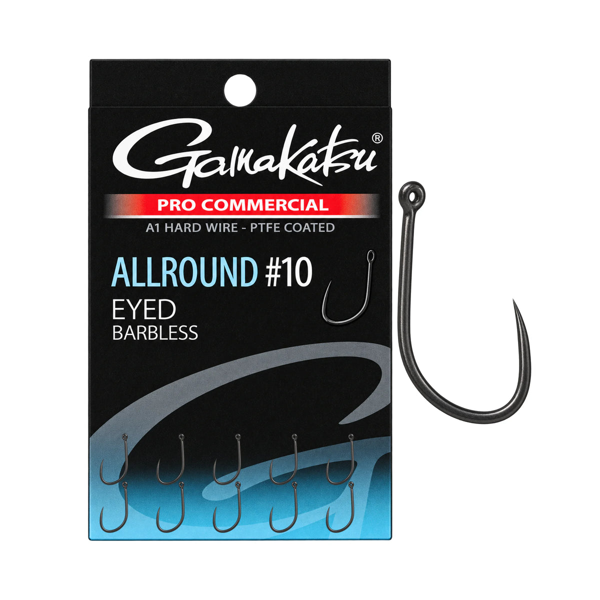Gamakatsu Pro Commercial Allround Eyed Barbless haak met oog zonder weerhaak, maat 10