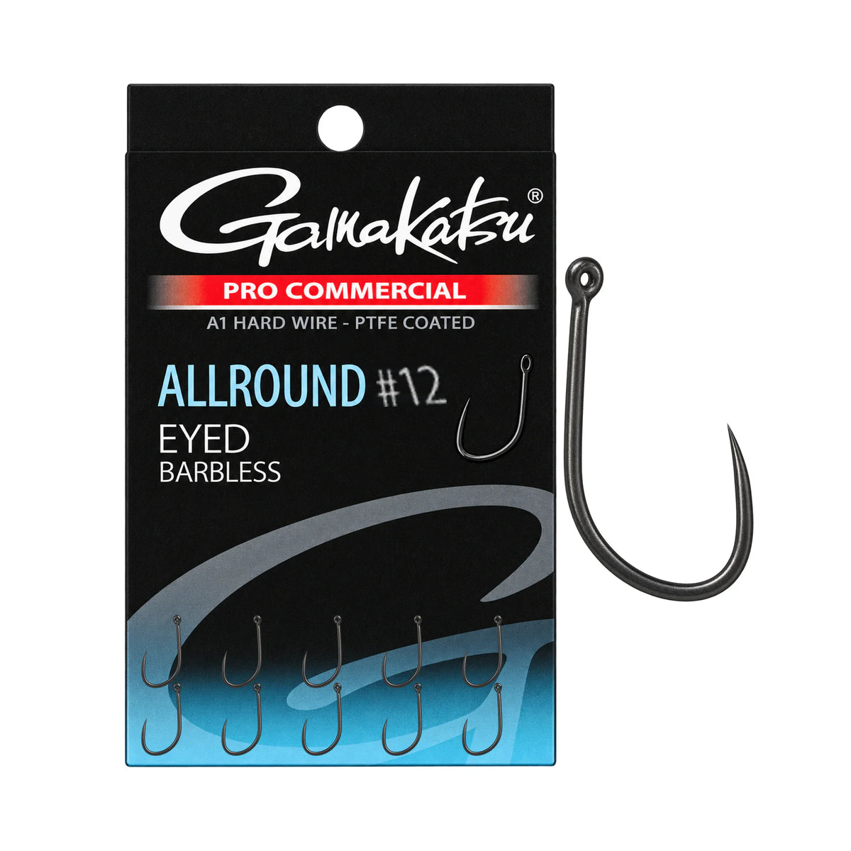 Gamakatsu Pro Commercial Allround Eyed Barbless haak met oog zonder weerhaak, maat 12