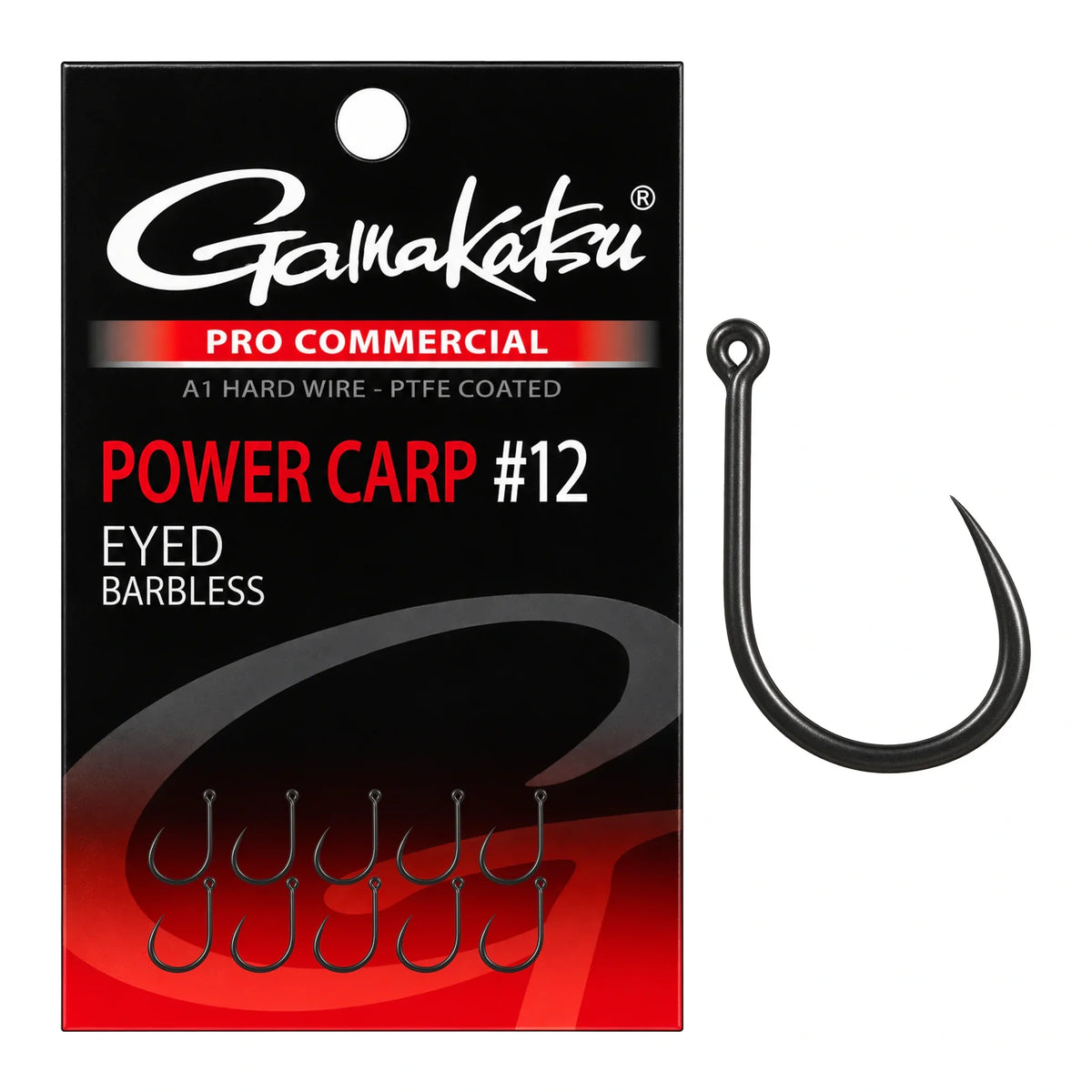 Gamakatsu Pro Commercial Power Carp Eyed Barbless haak met oog zonder weerhaak, maat 12