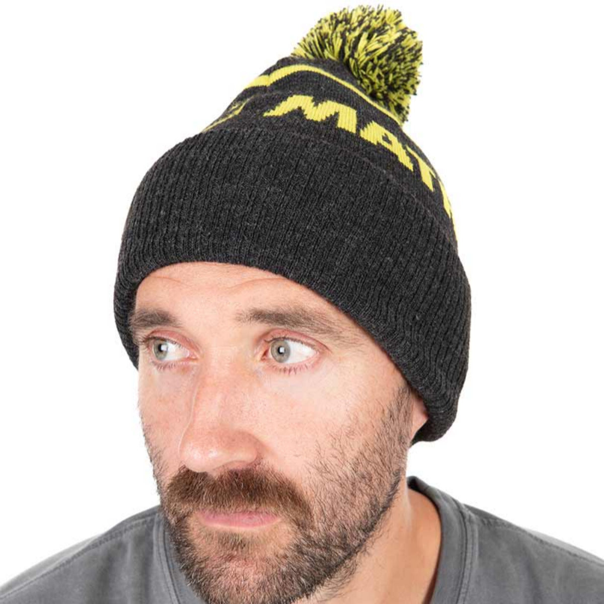 Matrix lime & grey bobble hat