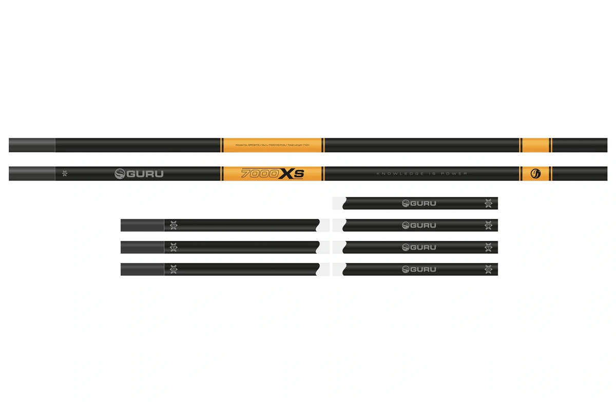 Guru 7000XS 7.0m Pole Combo kanthengelset, overzicht van de losse hengeldelen