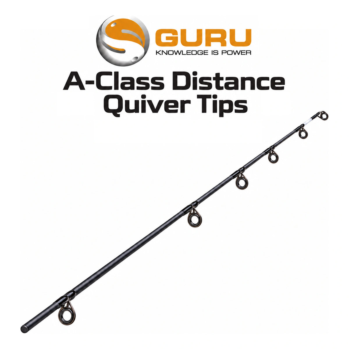 Guru A-Class Distance Quiver Tips – feedertop met witte beetindicatie en donkere ogen